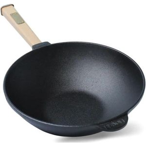 24 cm 2 l Gietijzeren Wok Braadpan Met Afneembare Handgreep Outdoor Camping Kookgerei