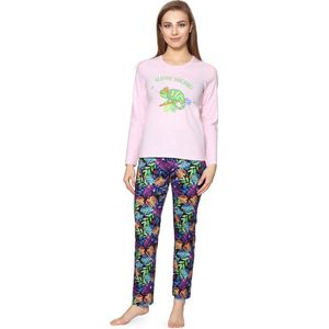 Merry Style Meiden Pyjama - Lange mouwen - Lange broek - Katoen - MS-MS10-419-PJ - Rosa Melange Bunt/Blätter - 170