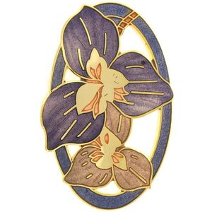 Behave® Broche bloemen lelies paars bruin - emaille sierspeld -  sjaalspeld