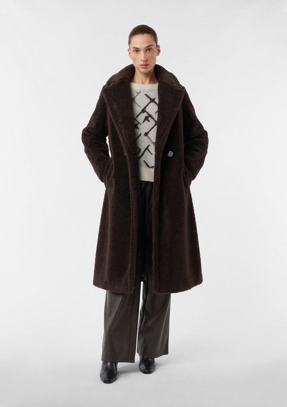 comma - Outdoor-Mantel - Polyester - Met Dubbele Rij Knopen - Zwart