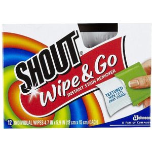 Shout Wipe & Go - Vlekkenverwijderaar vochtige doekjes 12 stuks - instant vlekkenverwijderaar