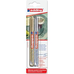 Viltstift edding 780 lak rond 0.8mm goud en zilver | Blister a 2 stuk | 10 stuks