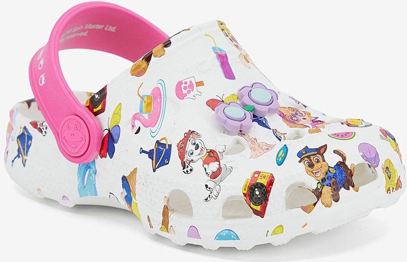 Kinderklompen coqui little frog wit/lt. fuchsia pp skye + amulet 31/32