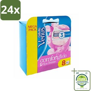 Gillette - Venus Comfortglide - Spa Breeze - Verzachtend en hydraterend - 8 Navulscheermesjes - Voordeelverpakking - 24 stuks - Scheermesjes - Scheermesjes voor vrouwen