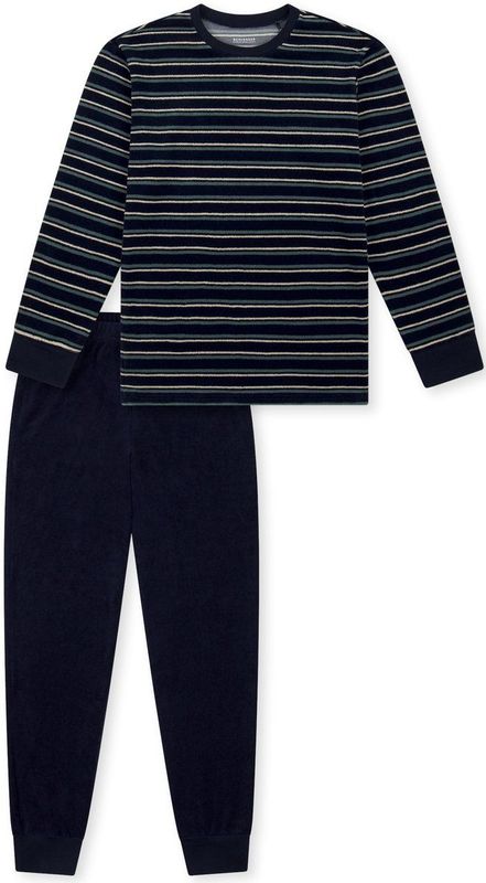 SCHIESSER - Nachtkledij - Crème - Donkerblauw - 2-delig - Lang/maxi