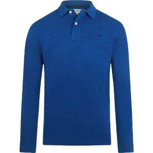 McGregor - Longsleeve Piqué Polo Mid Blauw - Regular-fit - Heren Poloshirt Maat L