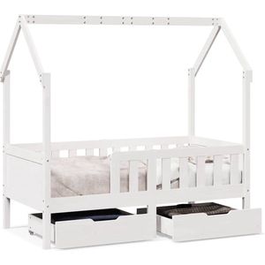 vidaXL - Kinderbedframe - met - lades - 80x170 - cm - massief - grenenhout