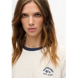 Superdry - Athletic Essentials Beach Graphic Fitted Ringer T-shirt - Beige - Korte Mouwen