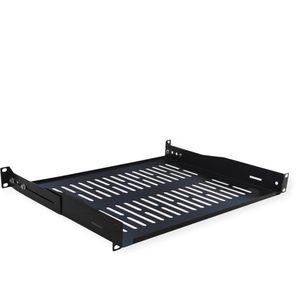 VALUE 19""-legplank 1 HE, D: 350 mm, max. 25 kg, U-vorm, zwart