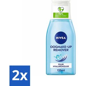 NIVEA - Oogmake-up Verwijderaar - Reinigingslotion - Puur Hyaluronzuur - 125 ml - Voordeelverpakking - 2 stuks