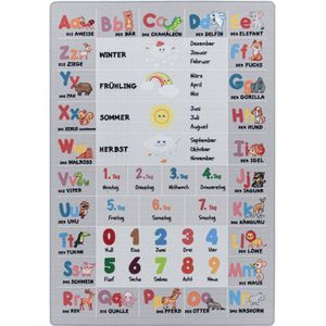 Kindervloerkleed | Tapijt | Play | Alfabet | Grijs | 100x150 cm