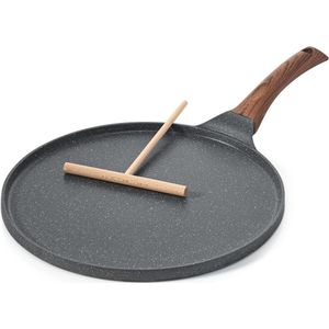 Pannenkoekenpan 26 cm antiaanbakpan omletpan pannenkoeken platte pan met Zwitsers graniet anti-aanbaklaag, bakeliet handvat, geschikt voor inductie, PFOA-vrij