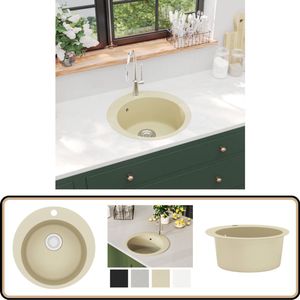 vidaXL Granieten Gootsteen Beige - Stijlvol en Duurzaam Keukengerei - Granieten Gootsteen - Gootsteen - Wastafel - Keukenrenovatie