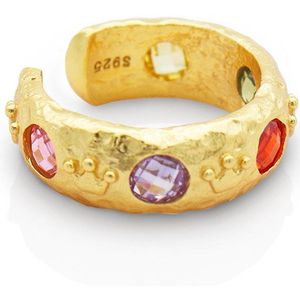 Schitterende 14K Gold Plated Zilveren Ring met Gekleurde Zirkonia