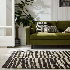 Flycarpets Berber Design Vloerkleed - Lina - Laagpolig - Zwart / Wit - 160x230 cm