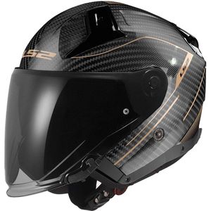 LS2 OF603 Infinity II Carbon Counter Antiek Goud Jethelm - Maat XL - Helm