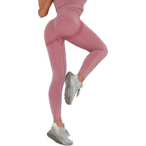 Leggings voor dames, hoge taille, ondoorzichtig, elastische sportbroek met buikcontrole, sportlegging, lange panty, yogabroek, hardlooppanty, voor hardlopen, fietsen, fitness - kleur rood - maat L