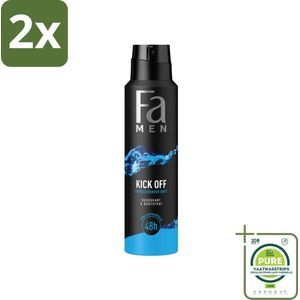 Fa Men - Deodorant Lichaamsspray - Kick-Off - Verfrissend - 48 uur Bescherming - 150 ml - Voordeelverpakking - 2 stuks - Deodorant spray - 48 uur bescherming