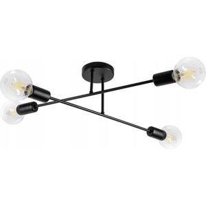 Plafondlamp Industrieel 4-Lamps - Zwart - Woonkamer - Slaapkamer - Kantoor