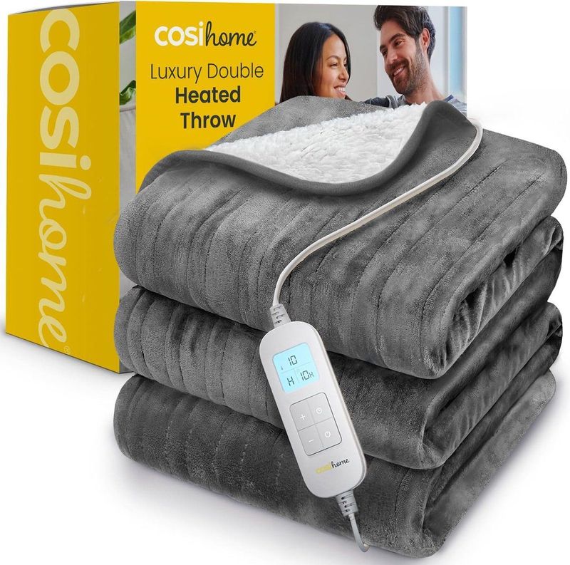 Cosi Home - Luxe Elektrische Warmtedeken - Grijs - XL - 200 x 150 cm - Fleece & Sherpa Wol - 10 Warmtestanden