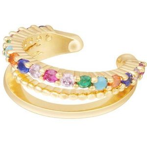 Ear cuff with colorful zircon stones - Yehwang - Ear cuff - One size - Goud/Multi