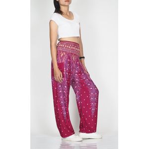 Harembroek - Yogabroek - Strandbroek, Maat M; 38,40,42 - Veer bordeaux