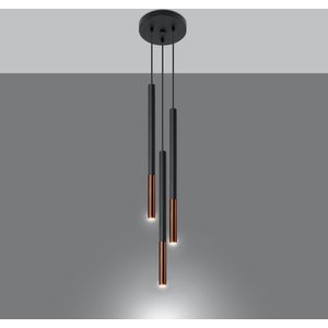 Hanglamp Mozaica 3-Lichts Getrapt Zwart/Koper - Giga Meubel