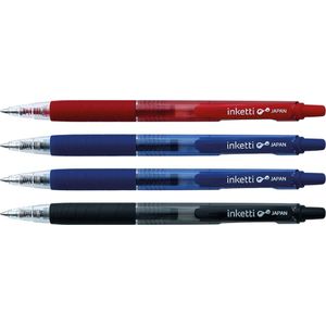 Penac Inketti - Gel-ink balpen - 0,7mm - 4 stuks assorti 2x blauw - 1x zwart - 1x rood