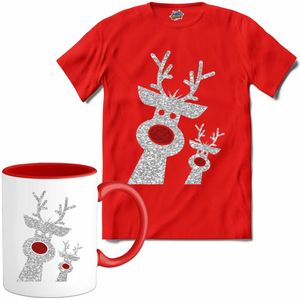 Glitter Kerst Buddy's - T-Shirt met mok - Heren - Rood - Maat 4XL