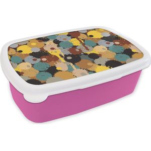 Broodtrommel Roze - Lunchbox - Brooddoos - Paintball - Camouflage - Patronen - Verf - 18x12x6 cm - Kinderen - Meisje