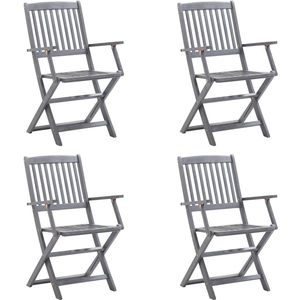 vidaXL Tuinstoelen 4 st inklapbaar met kussens massief acaciahout - Tuinstoel - Tuinstoelen - Tuin Stoel - Tuin Stoelen