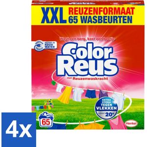 Color Reus - Waspoeder - Gekleurde Was - 65 Wasbeurten - Voordeelverpakking - 4 stuks