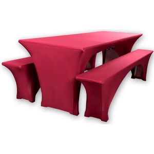 Biertafelhoezen, set van 3, van stretchstof, voor biertafels van 70 cm of 50 cm breed, met merkteken Oeko-Tex Standard 100, bordeaux, 70 x 220 cm