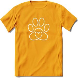 Love Paw - Katten T-Shirt Kleding Cadeau | Dames - Heren - Unisex | Kat / Dieren shirt | Grappig Verjaardag kado | Tshirt Met Print | - Geel - XXL