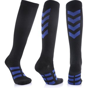 MeditorPlus Compressiesokken - Compressiekousen - 2-paar - Hybride Sport Outdoor - Zwart/Blauw - Maat L-XL (39-47)