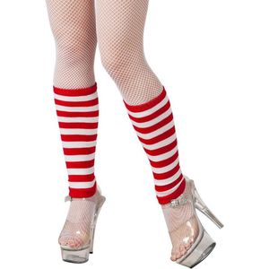 Gestreepte Beenwarmers - Rood/Wit - Eén Maat