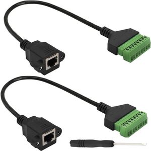 Schroefterminal soldeervrije RJ45 Ethernet 8P8C stekker extender adapter voor AV CCTV DVR Cat6 Cat5 - Set van 2 (30 cm)