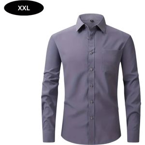 Nivard Overhemd Heren - Volwassenen - Lange Mouwen - Strijkvrij - Lange Mouw - Donkergrijs - Maat XXL