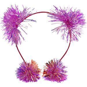 Jessidress Haarband Meisjes Haar Diadeem met haarclips gemaakt met pompon - Fushia