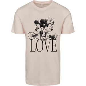 Merchcode Mickey Mouse - Minnie Loves Mickey Dames T-shirt - M - Roze