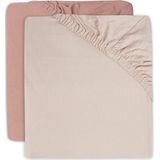 Jollein - Baby Hoeslaken Jersey (Pale Pink/Rosewood) - Katoen - Hoeslaken Wieg - 2 Stuks - 60x120cm