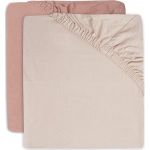 Jollein - Baby Hoeslaken Jersey (Pale Pink/Rosewood) - Katoen - Hoeslaken Wieg - 2 Stuks - 60x120cm