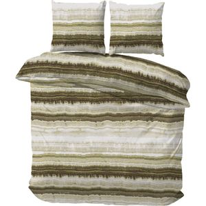 iSleep Dekbedovertrek Riff - Tweepersoons - 200x200/220 cm - Khaki Groen
