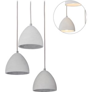Relaxdays hanglamp - 3-lichts - beton - pendellamp - eettafel lamp - plafondlamp - grijs