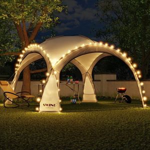 XXL Event Shelter Dome Partytent 4.6 x 4.6m met Solar LED verlichting Antraciet grijs