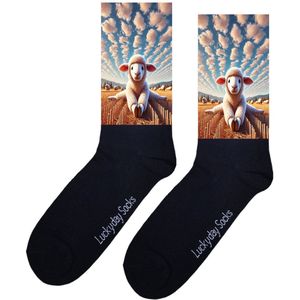 Luckyday Socks - Unisex sokken - Yoga schaap - cadeau sokken - Maat 37-44