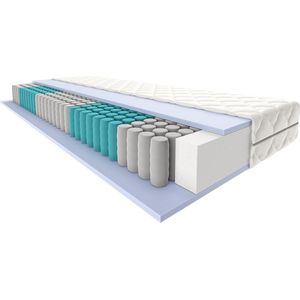 Matras 120 x 200 cm - Hoogte 21cm - Pocketvering matras 120x200 met 7 zones - Ergonomisch - Gemiddeld - Matras 120x200 Twijfelaar - Ademende Matrassen 120 x 200 Koudschuim matras geveerd