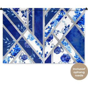 Wandkleed - Wanddoek - Design - Delfts blauw - Luxe - 120x80 cm - Wandtapijt