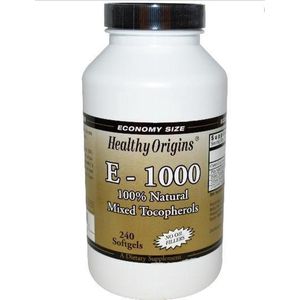 Vitamine E-1000, 100% Natuurlijke Gemengde Tocoferolen (240 Softgels) - Healthy Origins