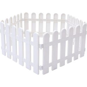 Witte kunststof omheining - 5 stuks - tuinpalissade - vinyl - witte rand - hoekstiksel - schild - bloembed - plantgrens